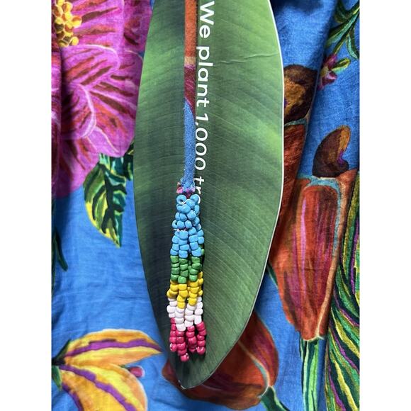 FARM RIO Toucans Garden Midi Dress In Blue Size XS Puff Sleeve Multicolor NEW - Picture 6 of 14